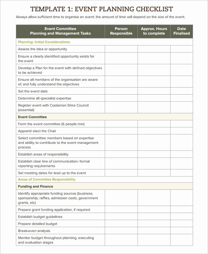 Free event Planning Templates New Free event Planning Checklist Template Cmnhintp