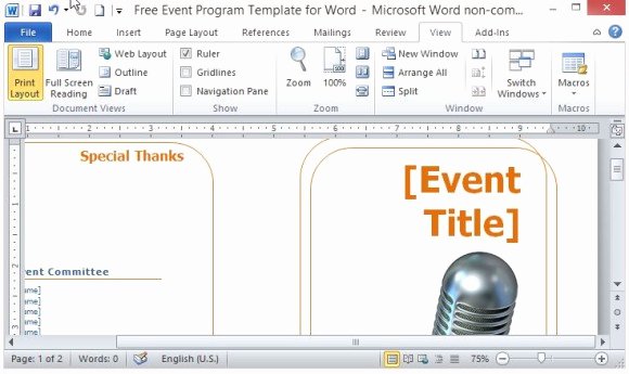 Free event Program Templates Beautiful Free event Program Template for Word