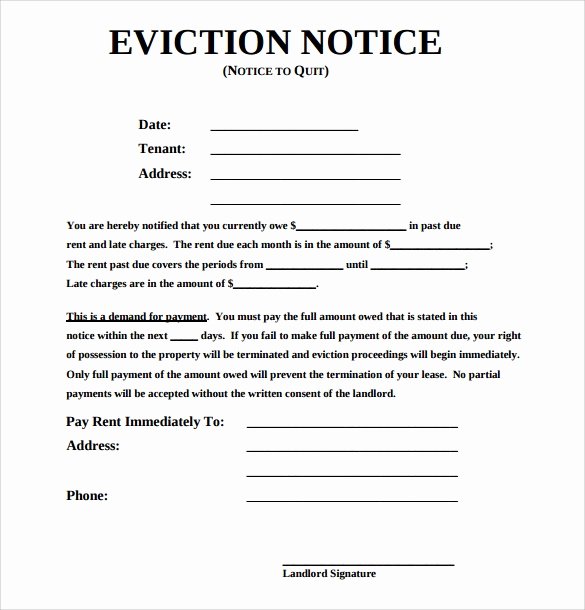 Free Eviction Notice Templates Lovely Eviction Notice Template