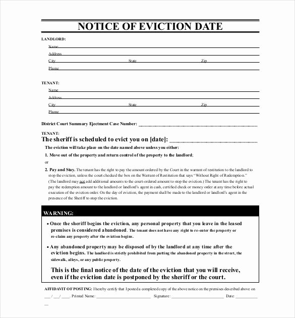 Free Eviction Notice Templates Unique Printable Eviction Notice