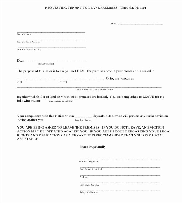Free Eviction Notices Templates New 30 Day Eviction Notice Template