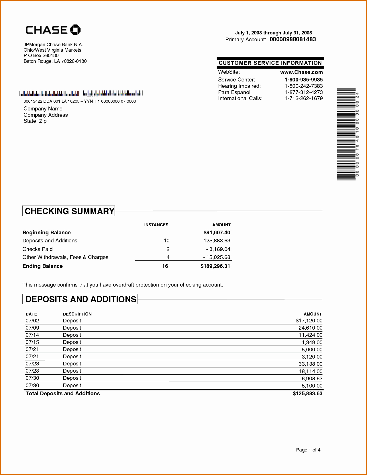 Free Fake Bank Statements Templates New Chase Bank Statement Line Template