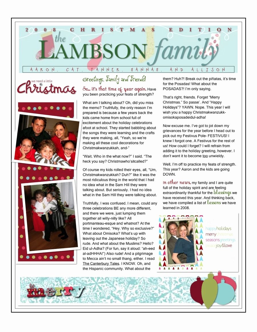 Free Family Newsletter Template Inspirational Christmas Family Newsletter