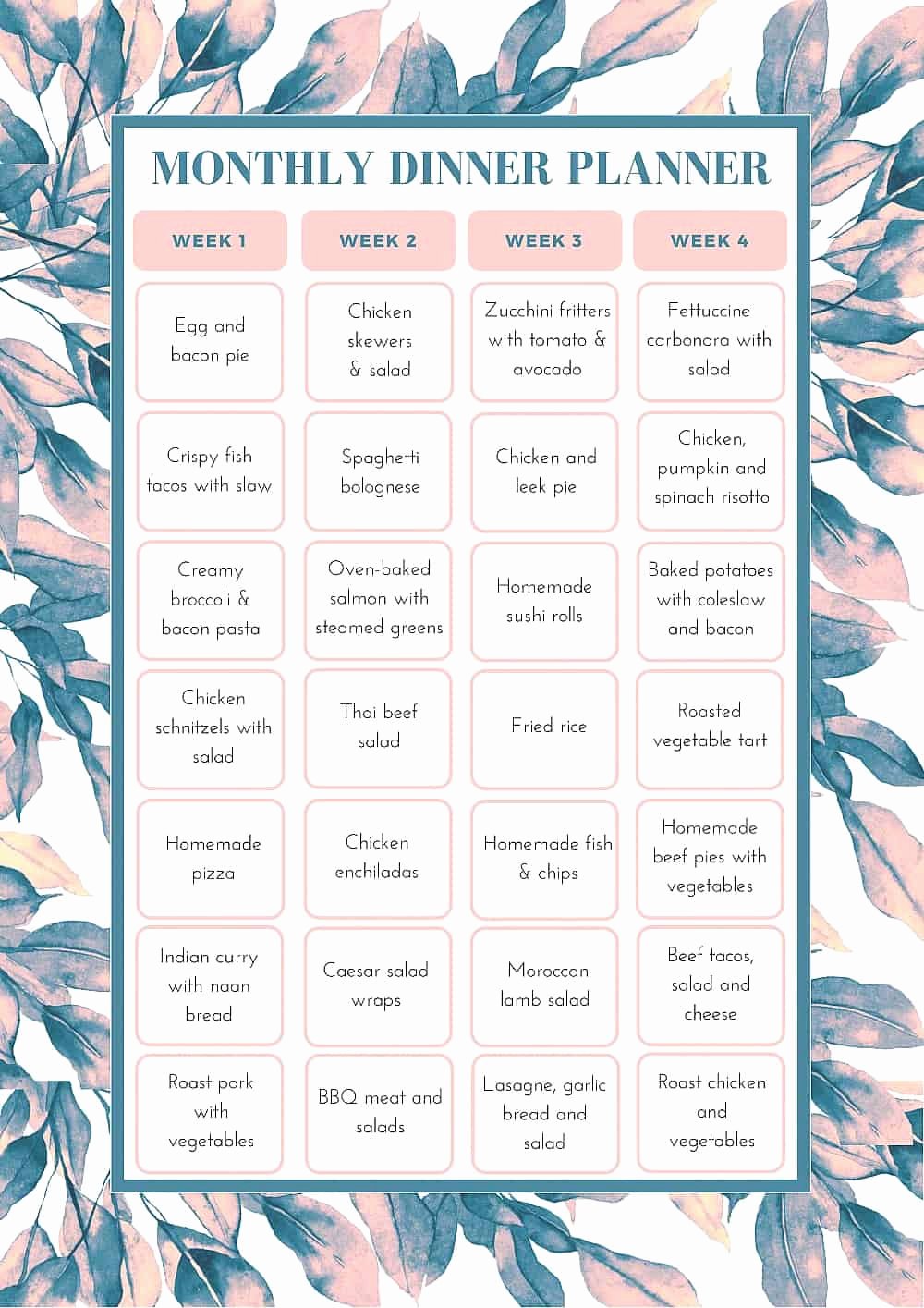 Free Meal Plan Templates Awesome Free Monthly Meal Planning Template Bake Play Smile