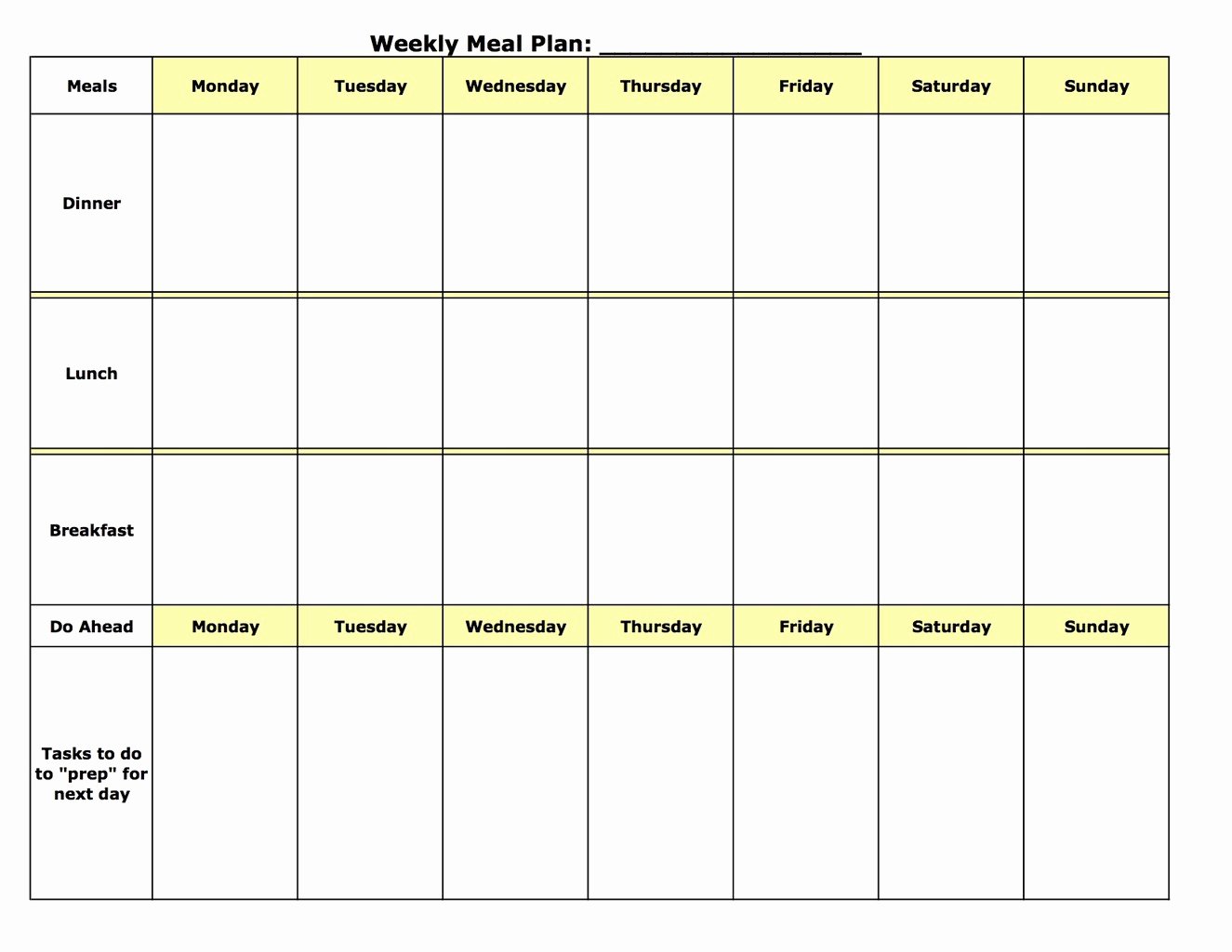 Free Meal Plan Templates Awesome Meal Plan Template