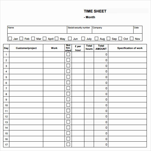 Free Monthly Timesheet Template Best Of Free 23 Sample Monthly Timesheet Templates In Google Docs