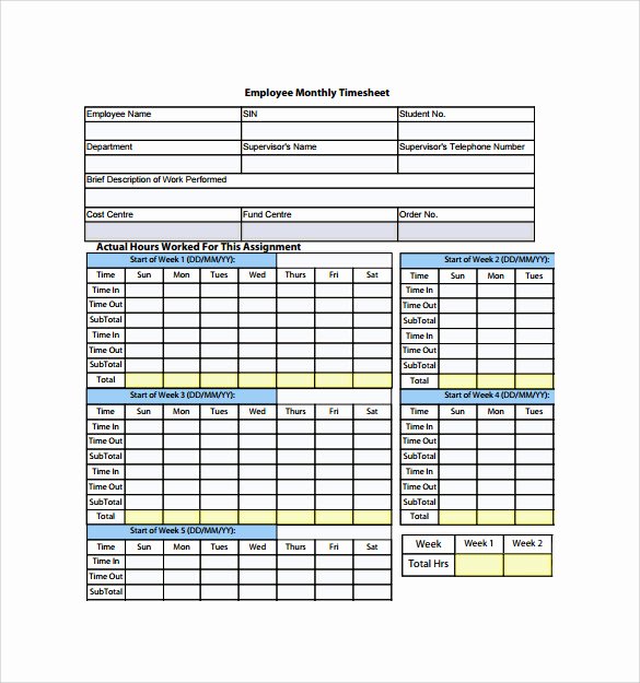 Free Monthly Timesheet Template Unique Free 23 Sample Monthly Timesheet Templates In Google Docs