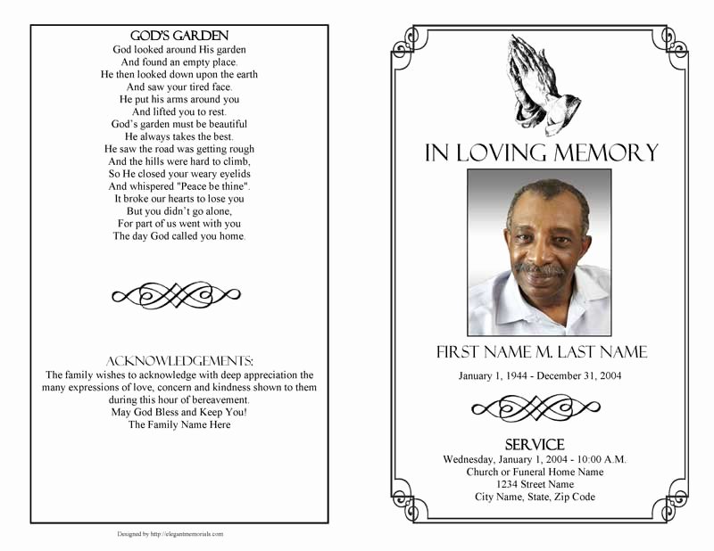 Free Obituary Templates for Word Beautiful Praying Hands Funeral Program Template Elegant Memorials
