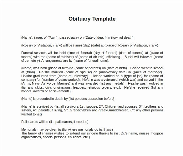 Free Obituary Templates for Word New Free 15 Printable Obituary Templates In Pdf Word