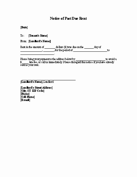 Free Past Due Letter Template Awesome Late Rent Past Due Rent Notice Template