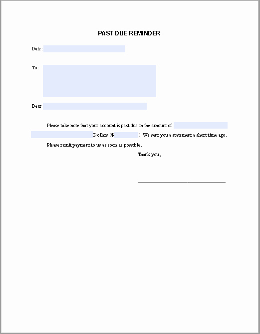 Free Past Due Letter Template Elegant Past Due Reminder Notice Free Fillable Pdf forms