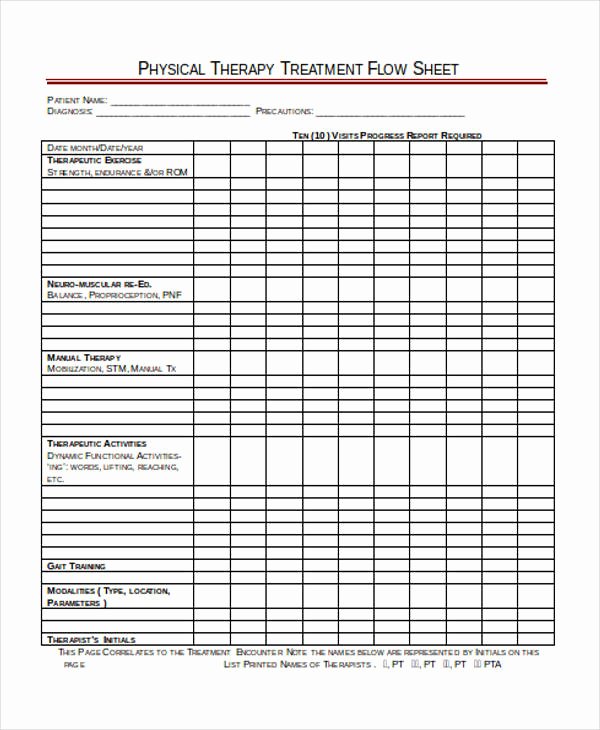 Free Physical therapy Documentation Templates Elegant Flow Sheet Templates 8 Free Word Pdf format Download