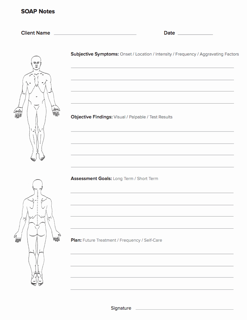 Free Physical therapy Documentation Templates Elegant Free Massage soap Notes forms Massagebook