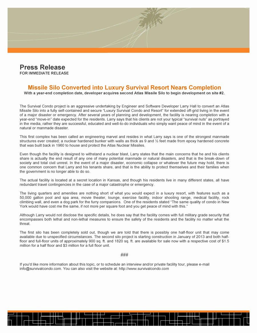 Free Press Release Template Best Of 47 Free Press Release format Templates Examples &amp; Samples