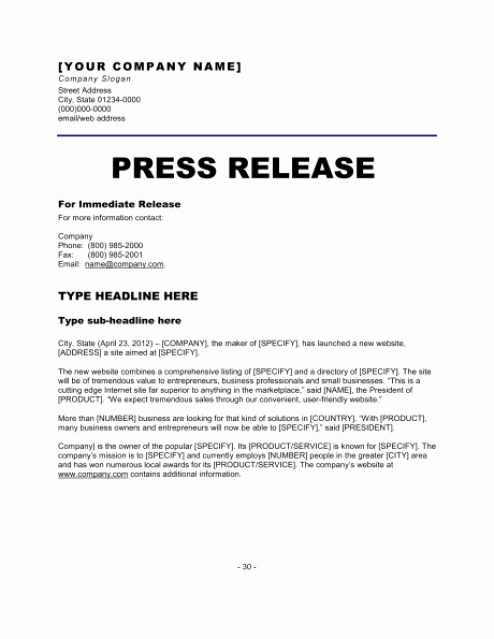 Free Press Release Template Lovely 21 Free Press Release Template Word Excel formats