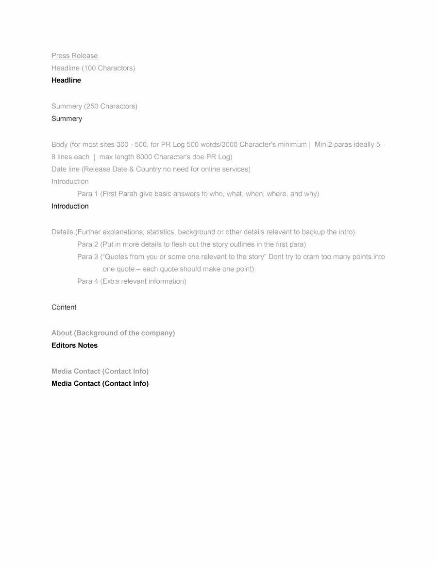 Free Press Release Template Unique 47 Free Press Release format Templates Examples &amp; Samples