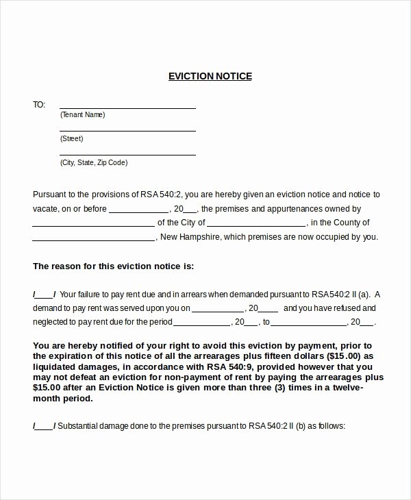 Free Printable Eviction Notice Template Awesome Eviction Letters Templates Image – 5 Eviction Letter
