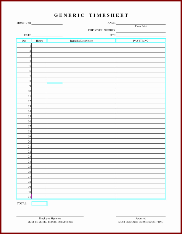 Free Printable Monthly Timesheet Template Best Of 30 Of Nanny Time Sheet Template