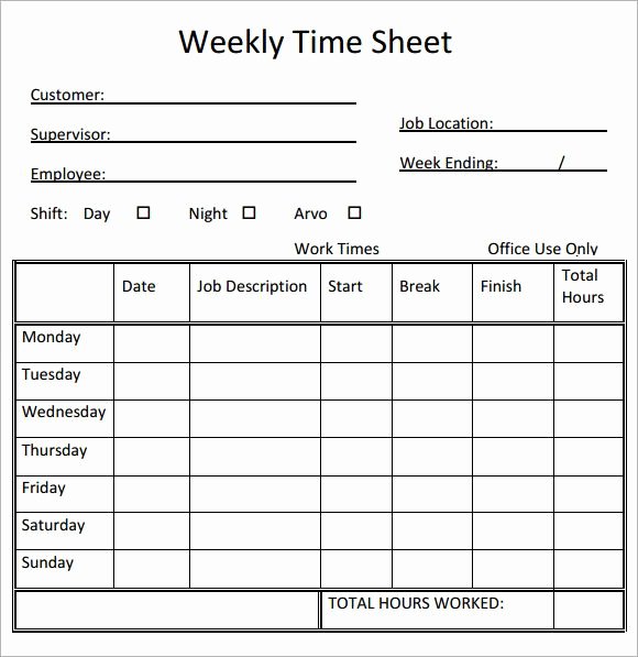 Free Printable Monthly Timesheet Template Elegant Free Printable Weekly Timesheet Template
