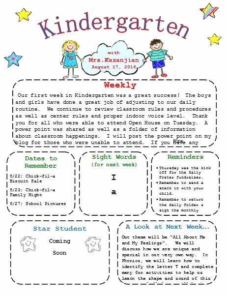 Free Printable Newsletter Templates Lovely Printable Kindergarten Newsletter Template