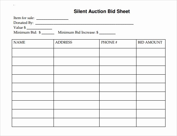 Free Printable Silent Auction Templates Awesome Silent Auction Template