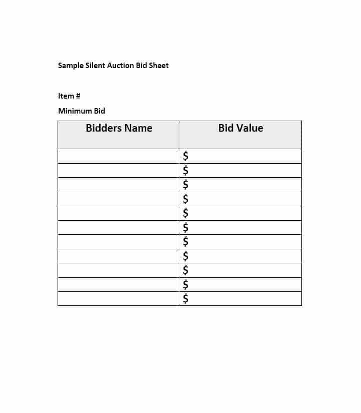 Free Printable Silent Auction Templates Beautiful 40 Silent Auction Bid Sheet Templates [word Excel]
