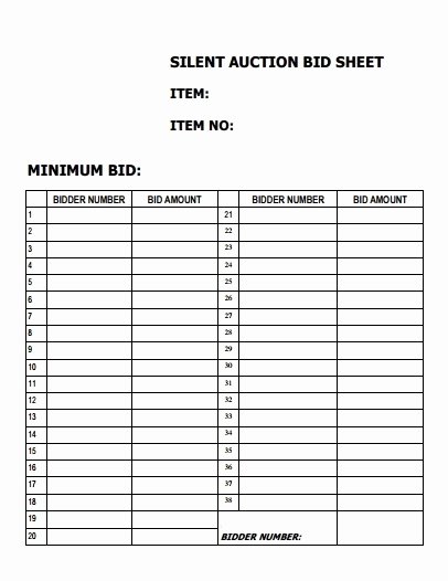 Free Printable Silent Auction Templates Best Of 30 Silent Auction Bid Sheet Templates [word Excel Pdf]