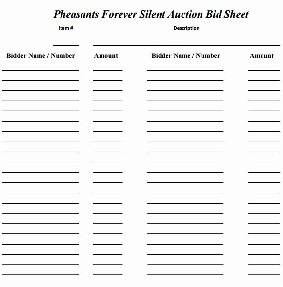 Free Printable Silent Auction Templates Fresh Sample Silent Auction Bid Sheet – 6 Example format