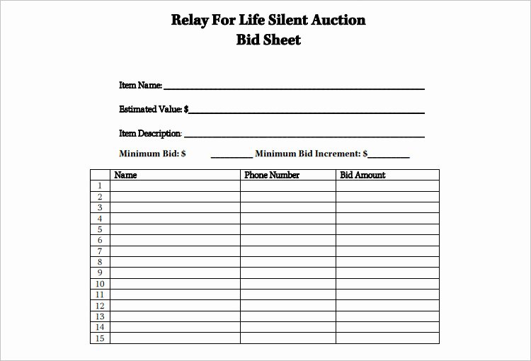 Free Printable Silent Auction Templates New Silent Auction Bid Template