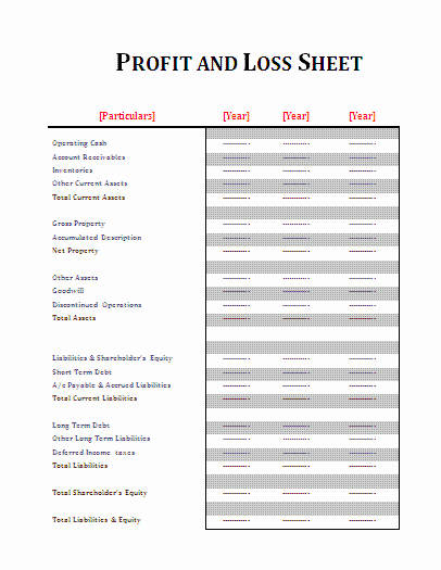 Free Profit and Loss Template Lovely Profit and Loss Sheet Template