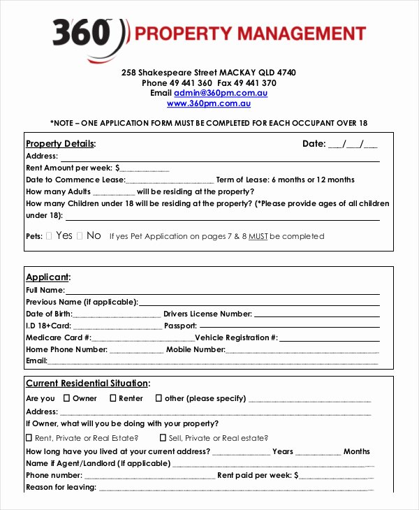 Free Property Management forms Templates Awesome Rental Application form 9 Free Sample Example format