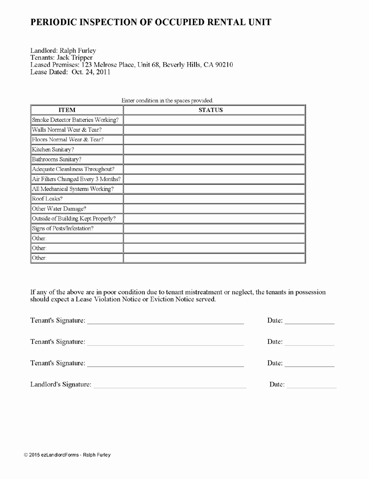 Free Property Management forms Templates Luxury Periodic Inspection Checklist for Rental Units