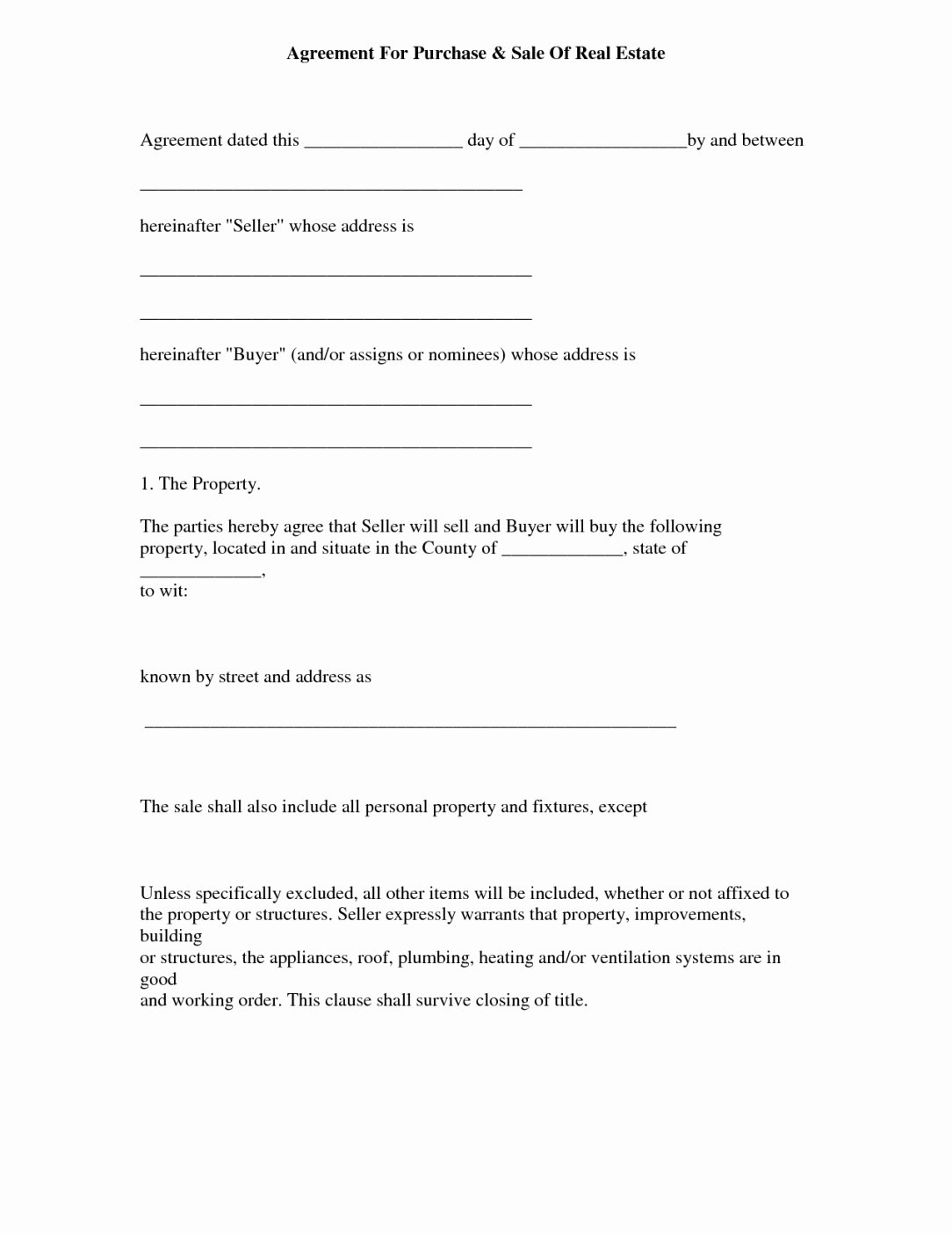 Free Purchase Agreement Template Lovely Simple Real Estate Purchase Agreement