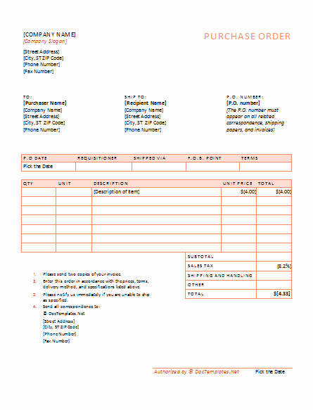 Free Purchase order Template Word Best Of Purchase order Template Word for Office