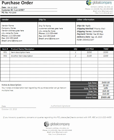 Free Purchase order Template Word Luxury Sample Purchase order format In Word