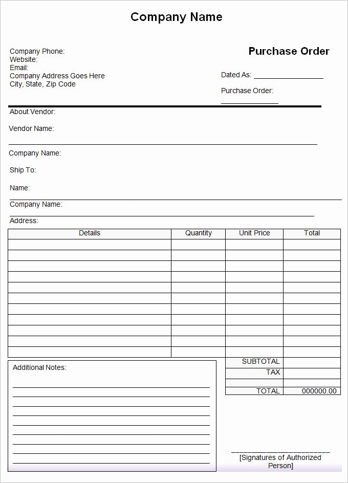 Free Purchase order Template Word New Purchase order Template 43 Free Word Excel Pdf