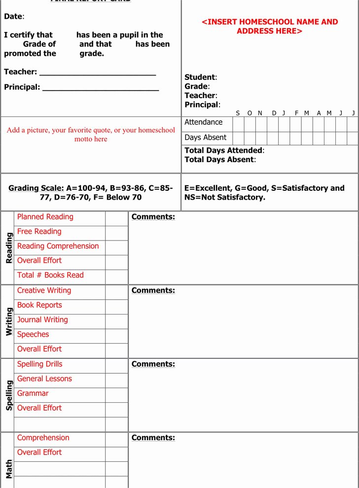 Free Report Card Template Fresh 20 Report Card Template Free Download