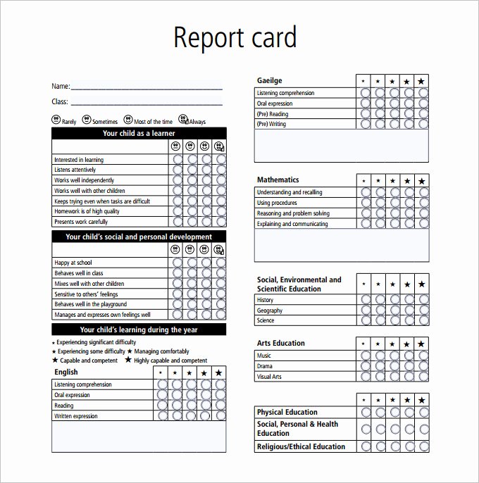 Free Report Card Template New Report Card Template 28 Free Word Excel Pdf Documents