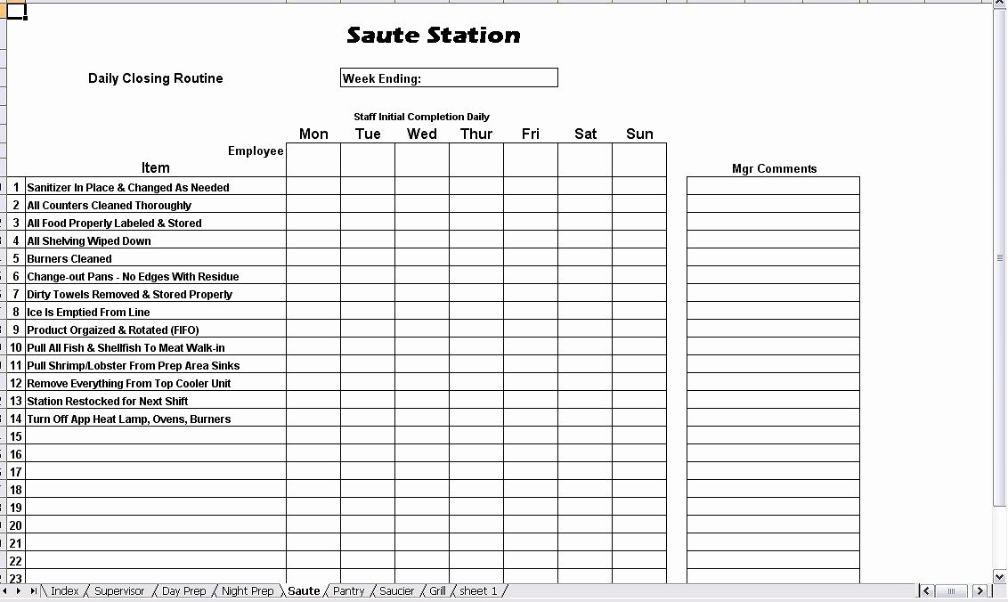 Free Restaurant Checklist Templates Awesome Kitchen Opening &amp; Closing Duties In 2019
