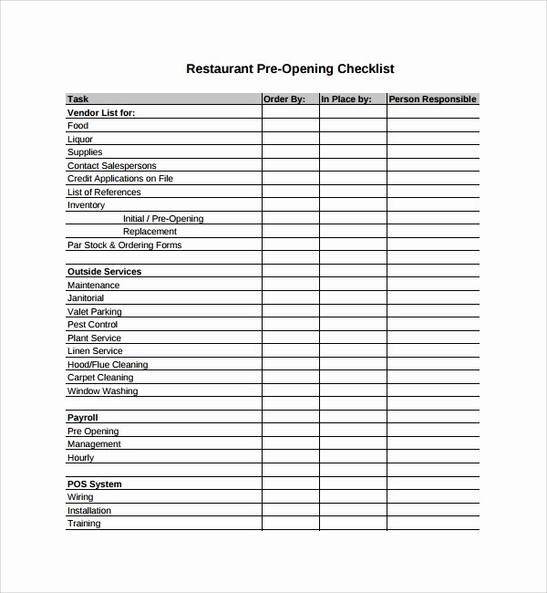 Free Restaurant Checklist Templates Best Of Sample Restaurant Checklist Template 25 Free Documents