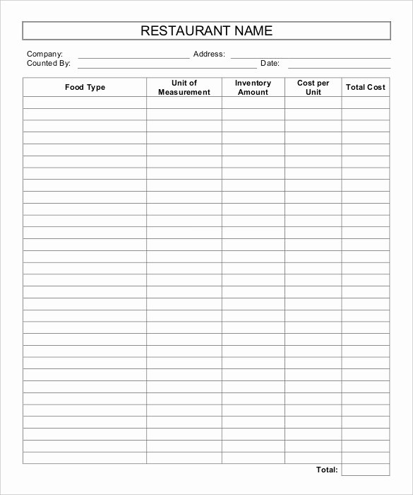 Free Restaurant Checklist Templates Inspirational Restaurant Inventory Template 17 Free Word Excel