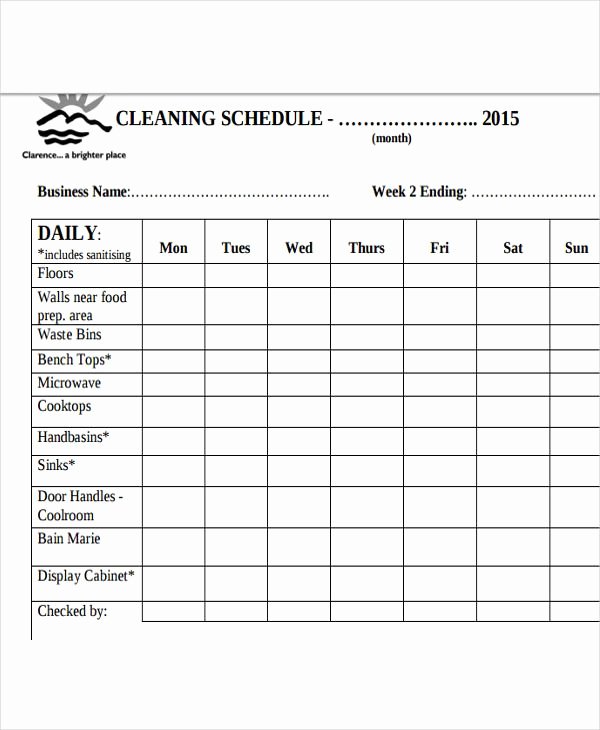 Free Restaurant Checklist Templates Lovely 13 Restaurant Cleaning Schedule Templates 6 Free Word