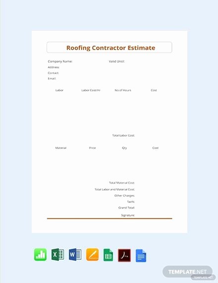 Free Roofing Estimate Template Elegant 51 Free Estimate Sheet Templates Pdf Word
