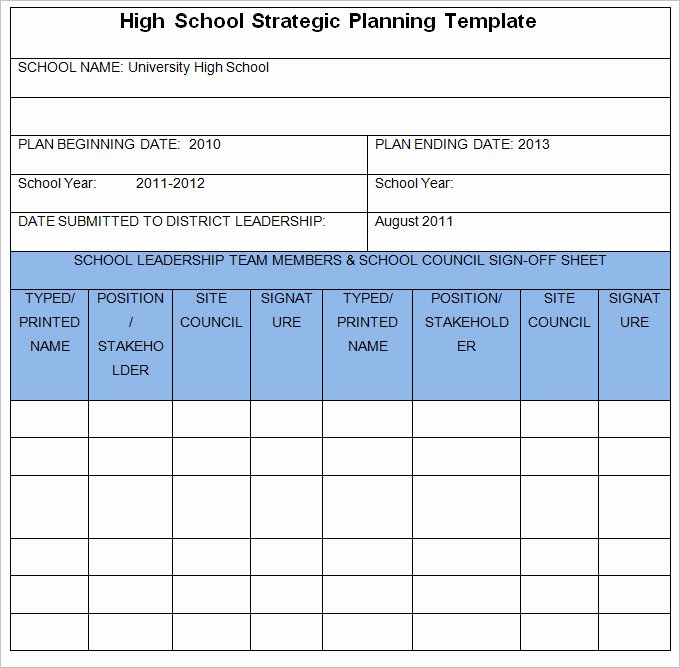 school strategic planning template