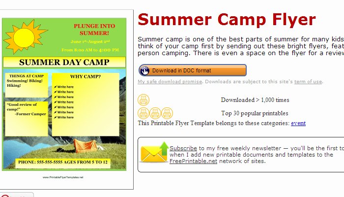 Free Summer Camp Flyer Template New 5 Summer Camp Flyer Templates