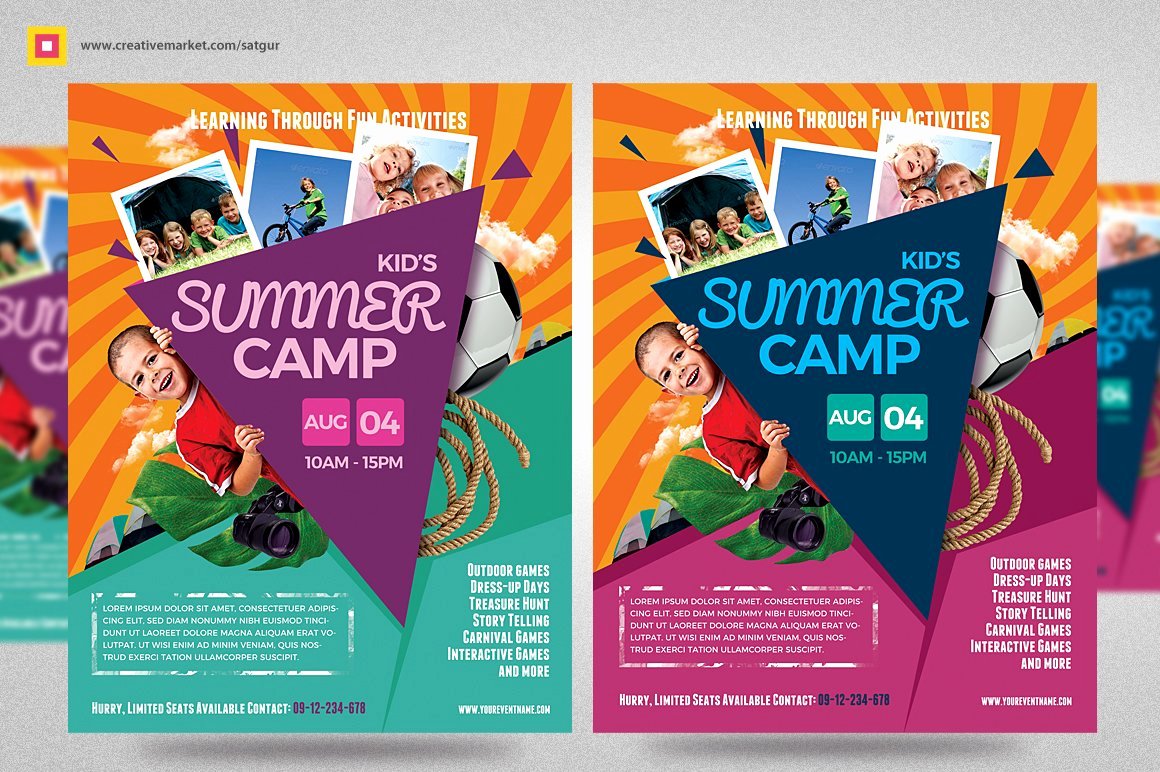 Free Summer Camp Flyer Template Unique Kids Summer Camp Flyer V3 Flyer Templates Creative Market
