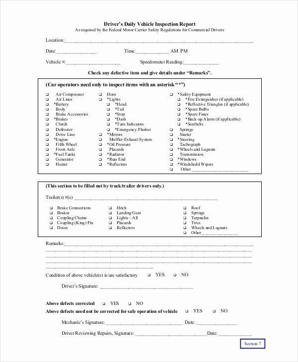 Free Vehicle Inspection form Template Awesome Free Printable Vehicle Inspection form Free Download