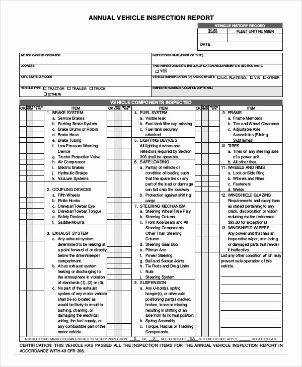 Free Vehicle Inspection form Template Inspirational 8 Vehicle Inspection forms Pdf Word