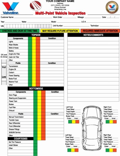 Free Vehicle Inspection form Template Unique Personalized Auto Repair forms Vehicle Inspection forms
