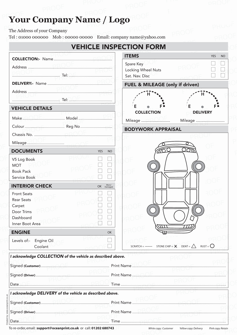 Free Vehicle Inspection Sheet Template Beautiful Vehicle Inspection Poc &amp; Pod form Personalised Duplicate